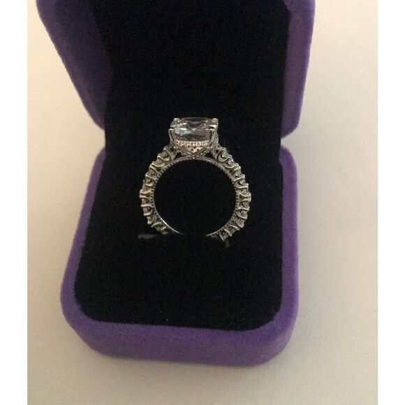 NEW~7.83 Ct. Cushion & Round Cut Sim Diamond Eternity Engagement/Bridal Ring #8 - Picture 3 of 8